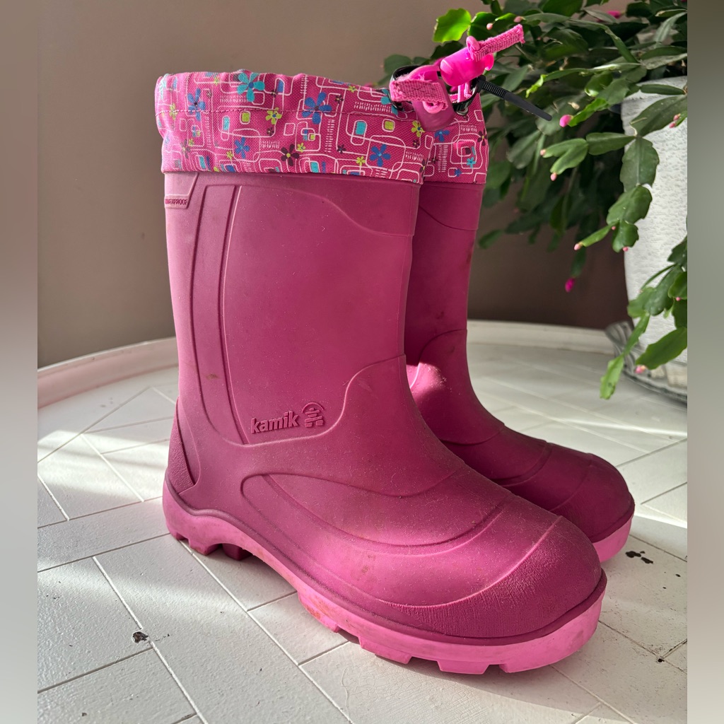 Vguc Kamik Girls Us6 Pink Insulated Rain Boots Winter Boots